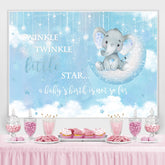 Blau Wenig Stern Und Elefant Baby Dusche Hintergrund